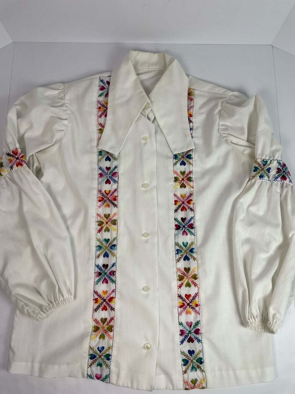 Vintage Mode O'Day Daisy Print Tunic Top 3/4 Sleeve Black White Yellow M
